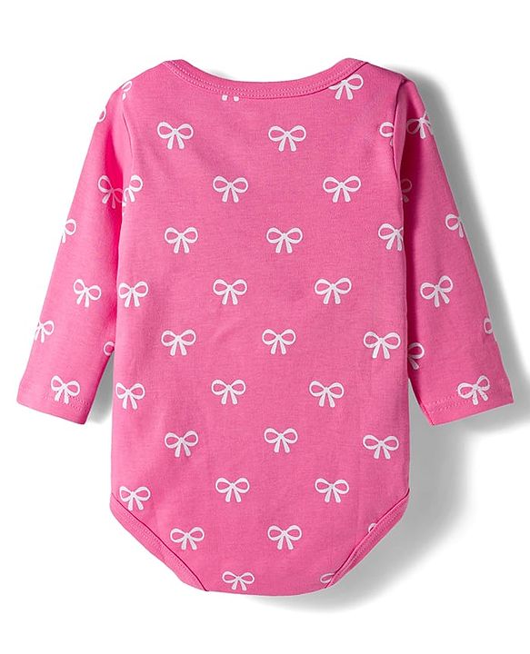Babyhug 100% Cotton Knit Full Sleeves Onesies with Bunny & Bow Print Pack of 3 - Yellow Pink & Light Blue