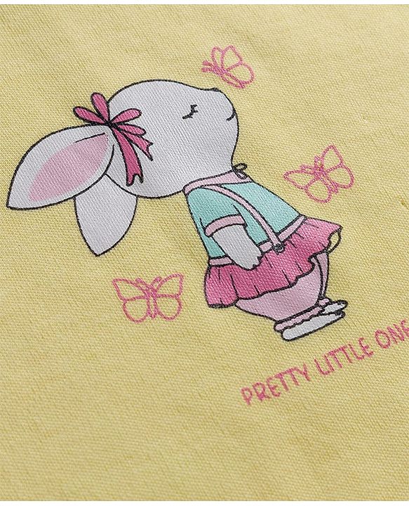 Babyhug 100% Cotton Knit Full Sleeves Onesies with Bunny & Bow Print Pack of 3 - Yellow Pink & Light Blue