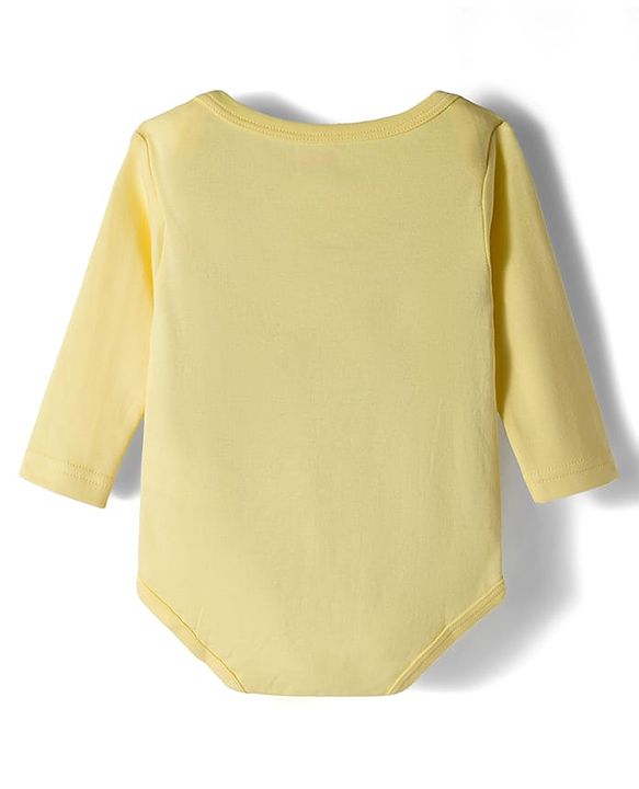 Babyhug 100% Cotton Knit Full Sleeves Onesies with Bunny & Bow Print Pack of 3 - Yellow Pink & Light Blue