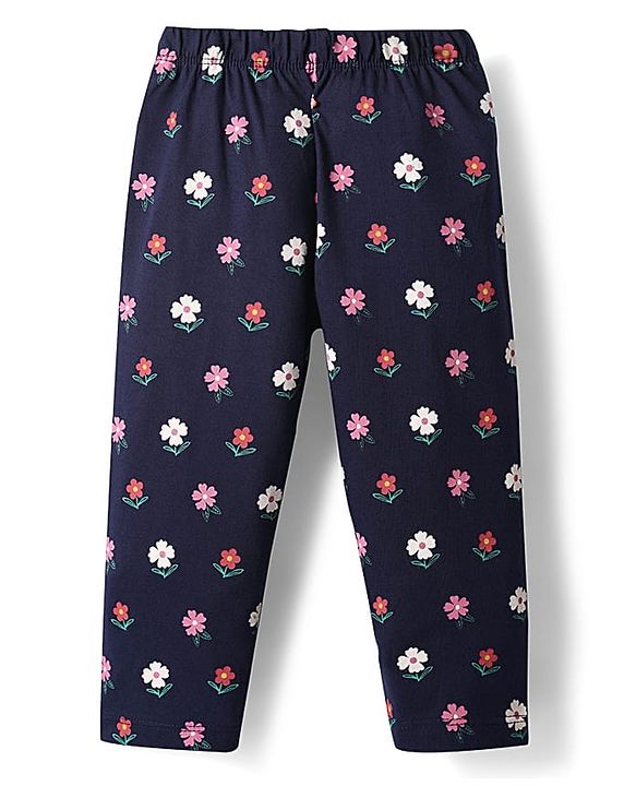Babyhug Cotton Knit Half Sleeves Night Suit with Floral & Wonderfull Text Print - Navy Blue