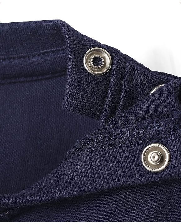 Babyhug Cotton Knit Half Sleeves Night Suit with Floral & Wonderfull Text Print - Navy Blue