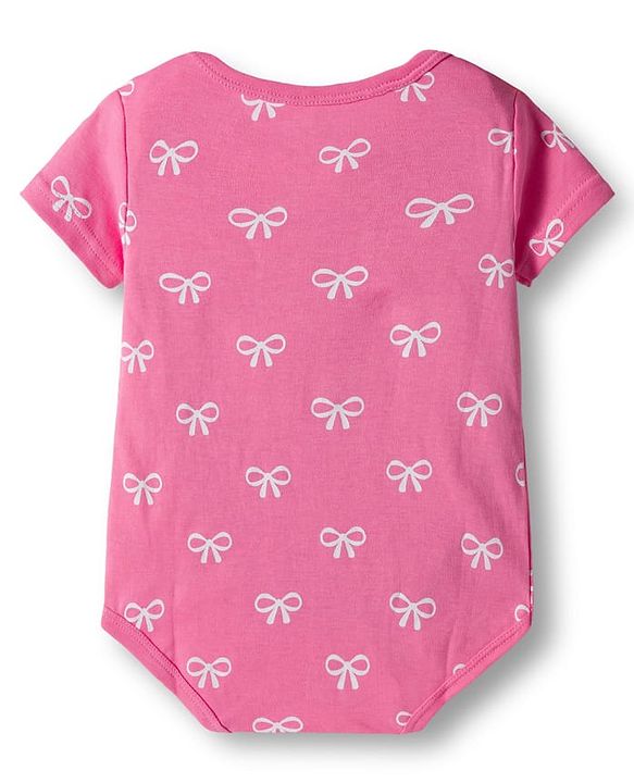 Babyhug 100% Cotton Interlock Knit Half Sleeves Onesies With Animal Print Pack Of 3 - Light Blue Yellow & Pink