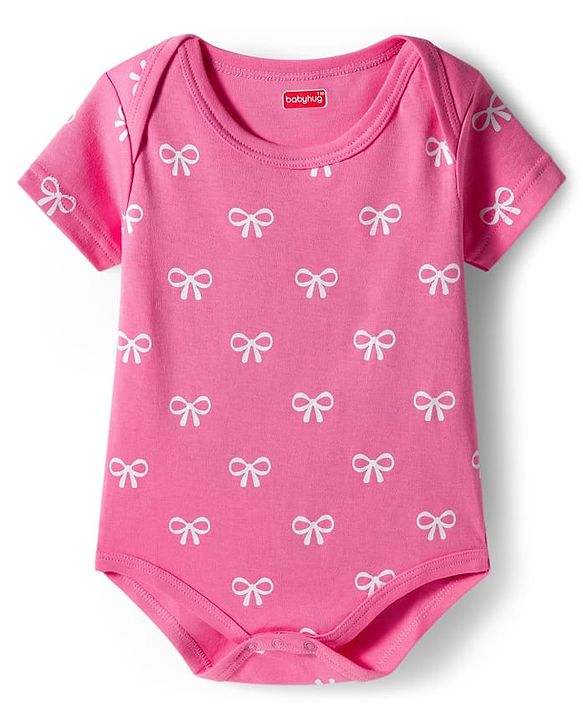 Babyhug 100% Cotton Interlock Knit Half Sleeves Onesies With Animal Print Pack Of 3 - Light Blue Yellow & Pink