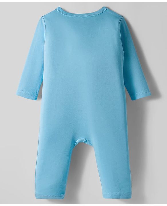 Babyhug 100% Cotton Interlock Knit Full Sleeves Front Open Romper with Animal Print Pack of 2 - Light Blue & White