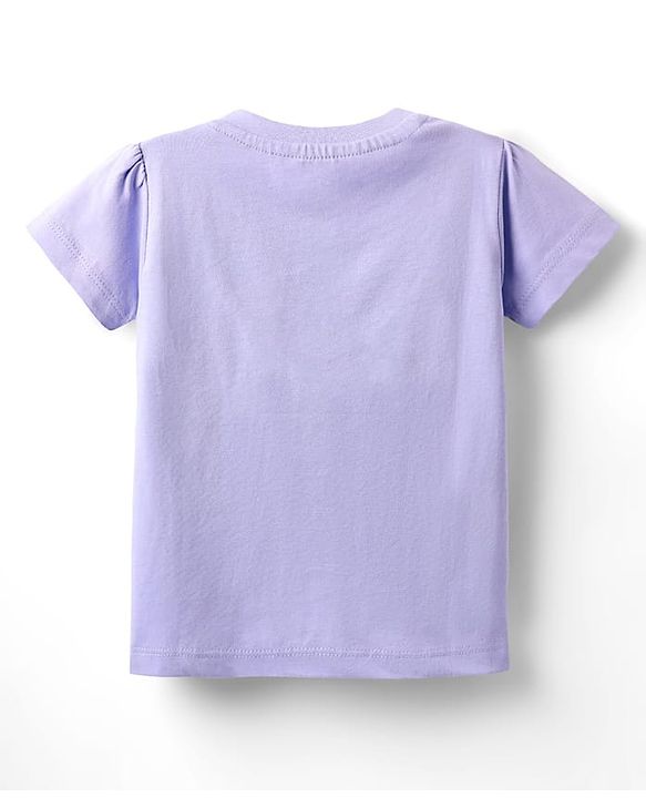 Babyhug Cotton Knit Half Sleeves Night Suit With Star & Text Print - Lavender