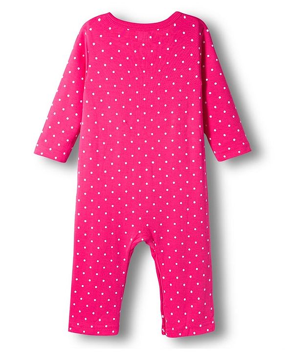 Babyhug 100% Cotton Knit Full Sleeves Front Open Rompers with Duck & Polka Dot Print Pack of 2 - Dark Pink & Pink