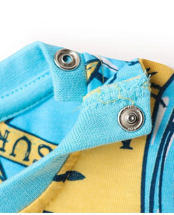 Babyhug Cotton Knit Half Sleeves Night Suit With Dino Print - Multicolour
