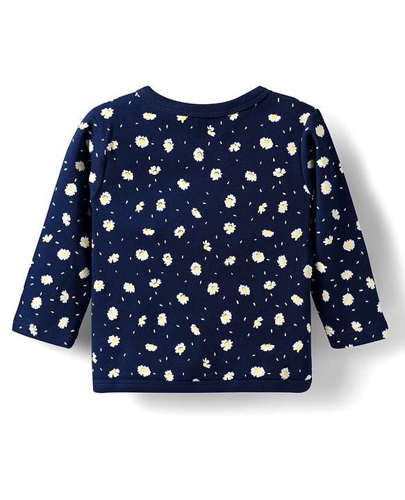 Babyhug 100% Cotton Interlock Knit Full Sleeves Jhablas With Floral Print Pack Of 3 - Yellow Navy Blue & White