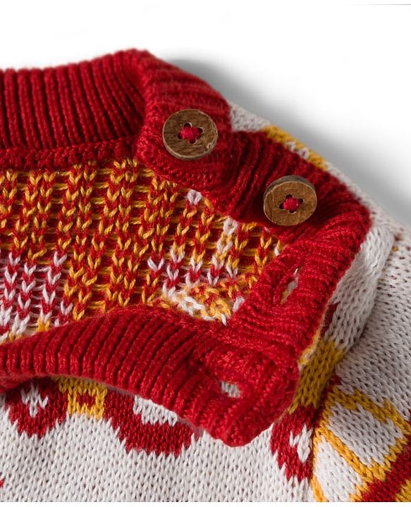 Babyhug Organic Cotton Knit Full Sleeves Sweater Set With Cap & Vehicle Design - Brown & White