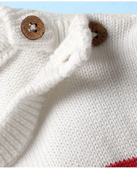 Babyhug Organic Cotton Full Sleeves Striped Pullover Sweater Set with Cap & Patch Detailing - Multicolor