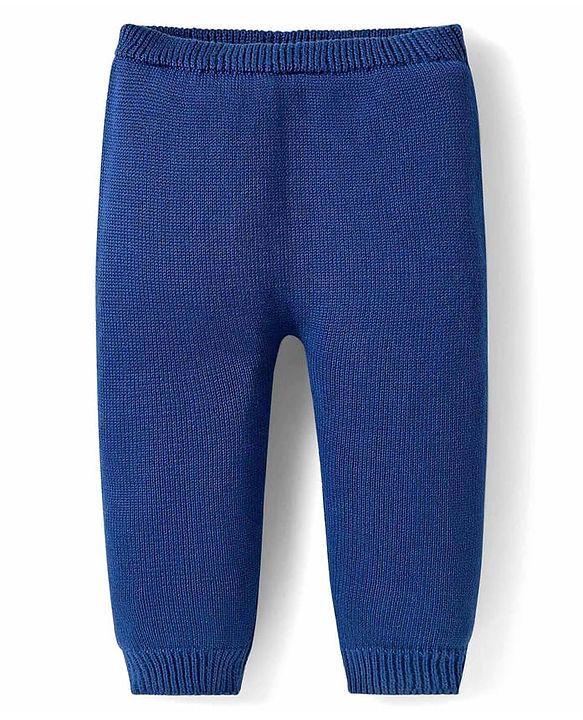 Babyhug Organic Cotton Knit Full Sleeves Sweater Set with Color Block Design Porcupine Patch & Cap - Navy Blue
