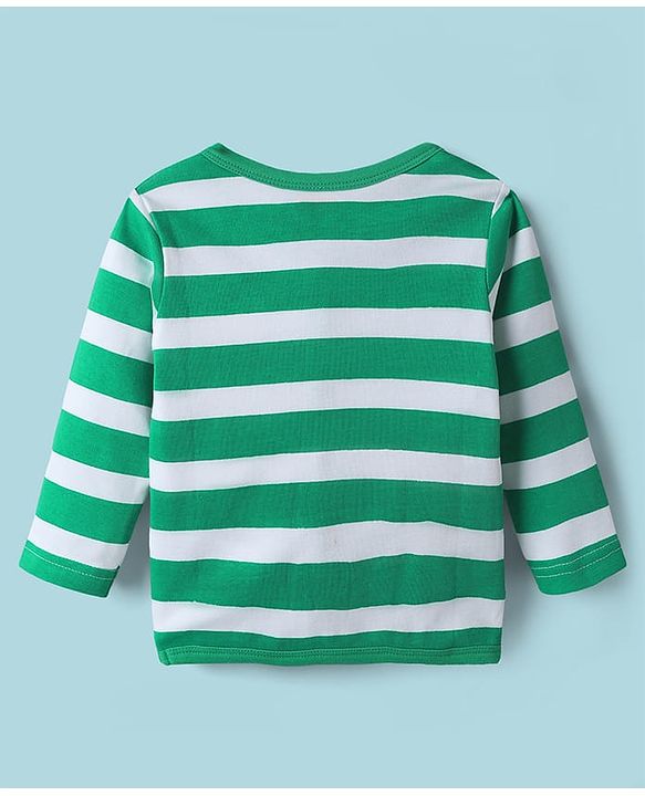Babyhug 100% Cotton Interlock Knit Full Sleeves Front Open Jhablas with Stripe Design & Dino Print Pack of 3 - White Green & Mustard