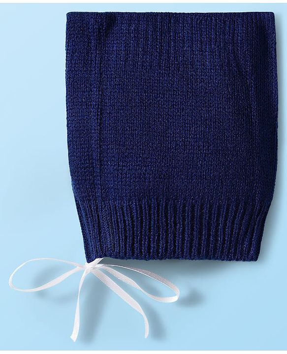 Babyhug Knit Full Sleeves Front Open Sweater & Pant Set with Cap & Booties & Fair Isle Design - Navy Blue & White