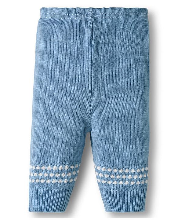 Babyhug Knit Full Sleeves  Front Open Sweater Sets With Cap & Booties With Stripes - Light Blue