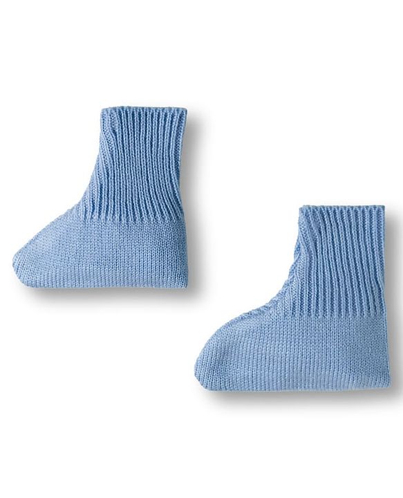 Babyhug Knit Full Sleeves  Front Open Sweater Sets With Cap & Booties With Stripes - Light Blue