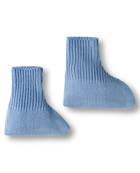 Babyhug Knit Full Sleeves  Front Open Sweater Sets With Cap & Booties With Stripes - Light Blue