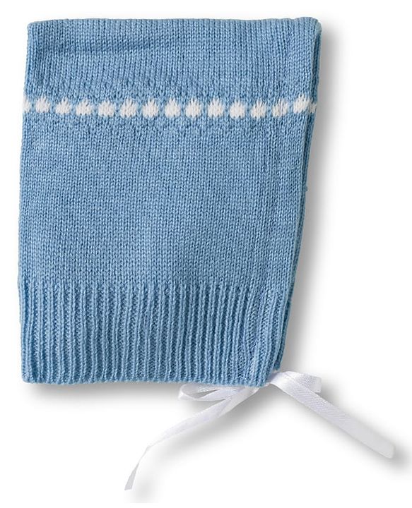 Babyhug Knit Full Sleeves  Front Open Sweater Sets With Cap & Booties With Stripes - Light Blue