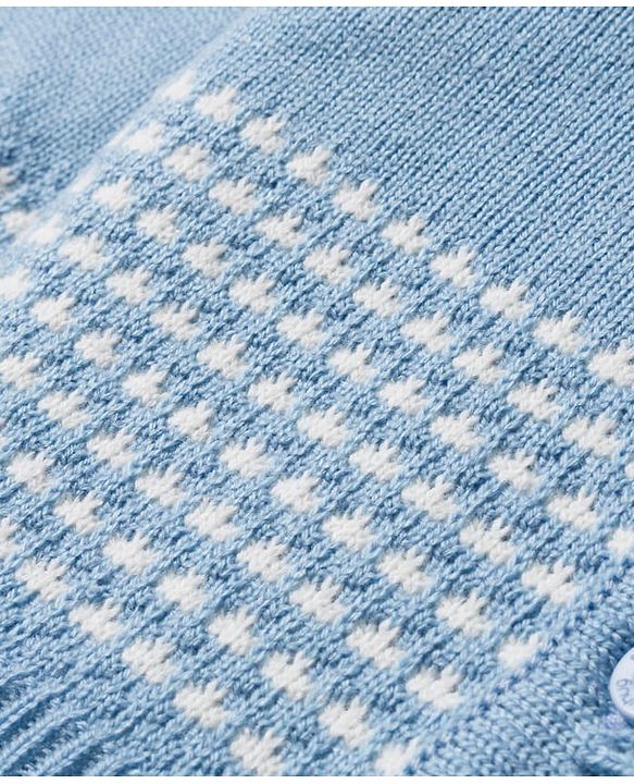 Babyhug Knit Full Sleeves  Front Open Sweater Sets With Cap & Booties With Stripes - Light Blue