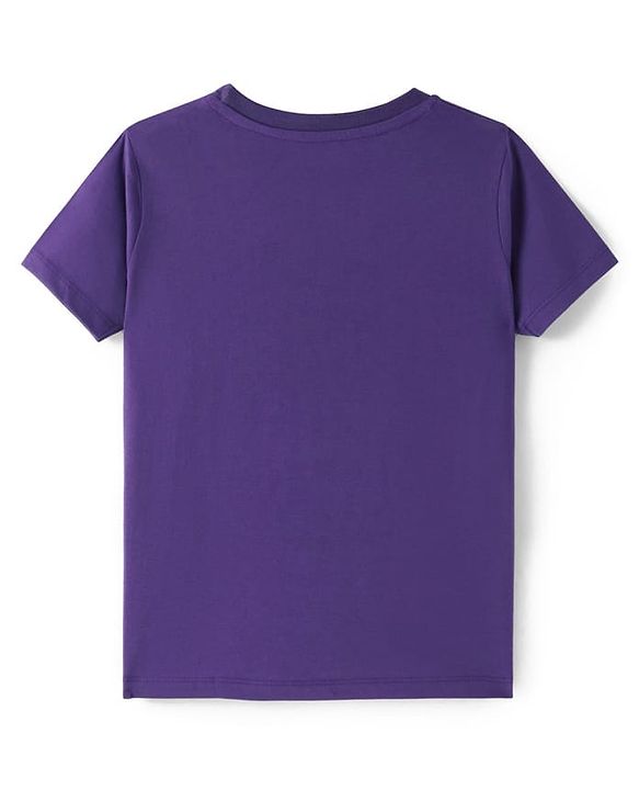 Pine Kids Cotton Knit Half Sleeves T-Shirt With New York Print - Purple