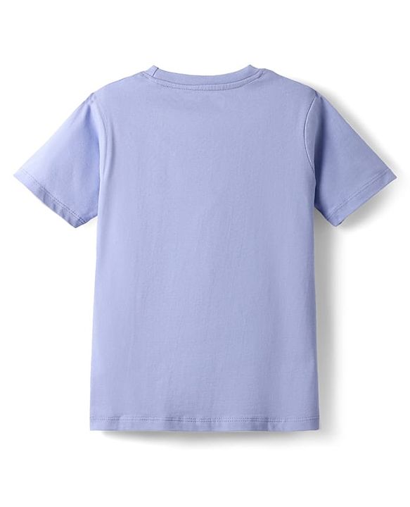 Pine Kids Cotton Knit Half Sleeves T-Shirt with Lion Print - Purple