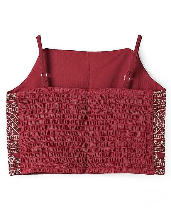 Pine Kids Three Fourth Bell Sleeves Indo western Sets with Jacket Embroidery & Sequin Detailing - Maroon