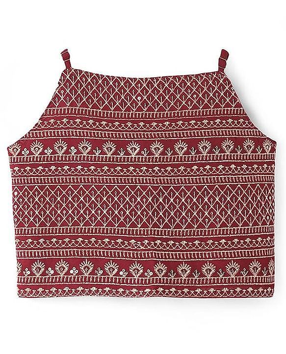 Pine Kids Three Fourth Bell Sleeves Indo western Sets with Jacket Embroidery & Sequin Detailing - Maroon
