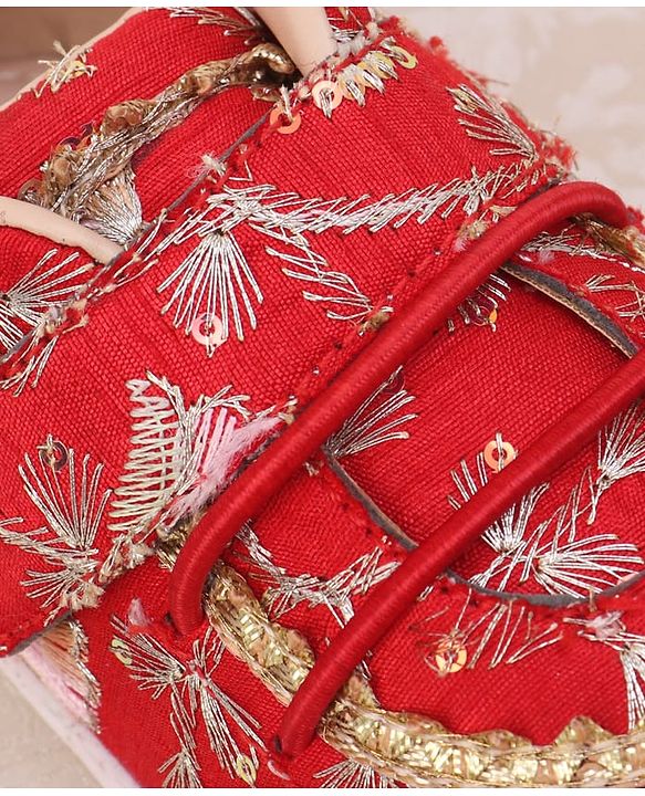 Pine kids Mojaris With Velcro  Closure - Red