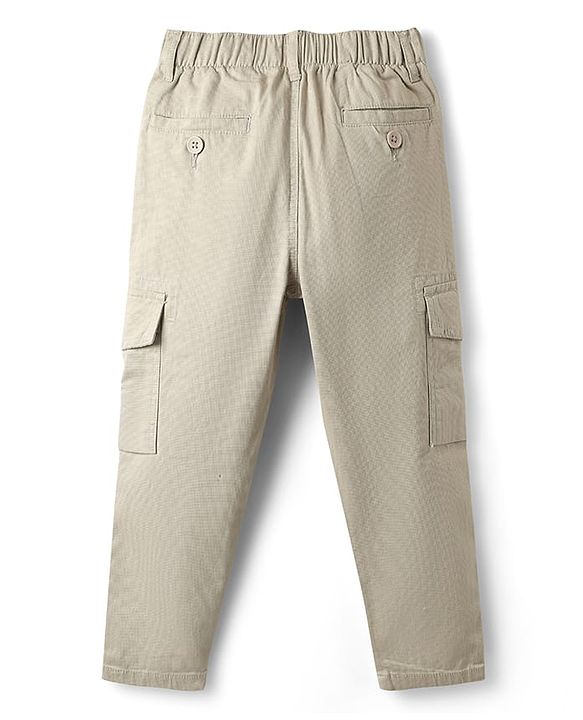 Pine Kids Cotton Woven Full Length Solid Color Trousers - Beige