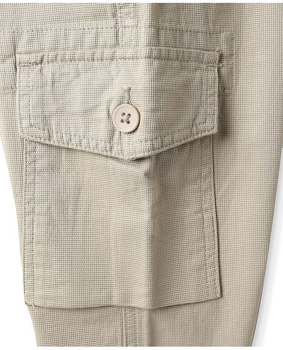 Pine Kids Cotton Woven Full Length Solid Color Trousers - Beige