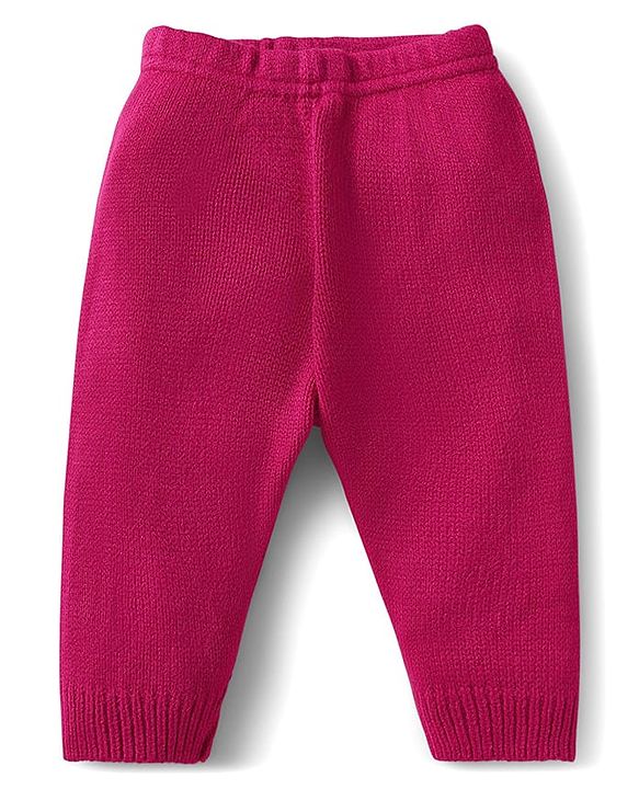 Babyhug Knit Full Sleeves Front Open Sweater Set with Bow Applique Cable Knit Design & Pocket Detailing with Cap - Fuchsia