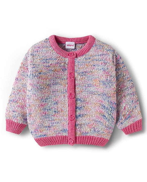 Babyhug Knitted Full Sleeves Co-Ord Sweater Set With Static Design - Multicolor