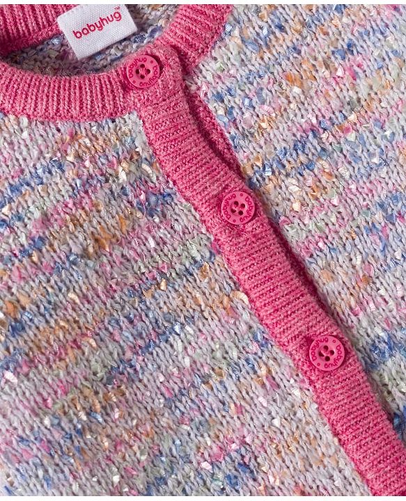 Babyhug Knitted Full Sleeves Co-Ord Sweater Set With Static Design - Multicolor