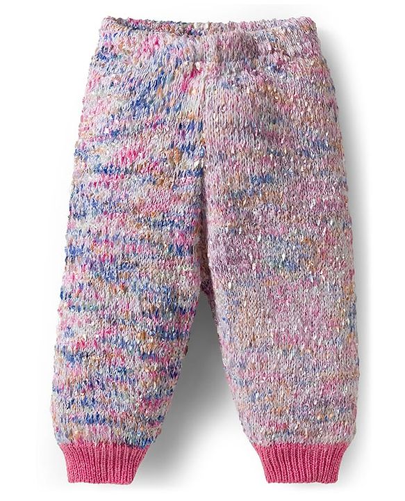 Babyhug Knitted Full Sleeves Co-Ord Sweater Set With Static Design - Multicolor