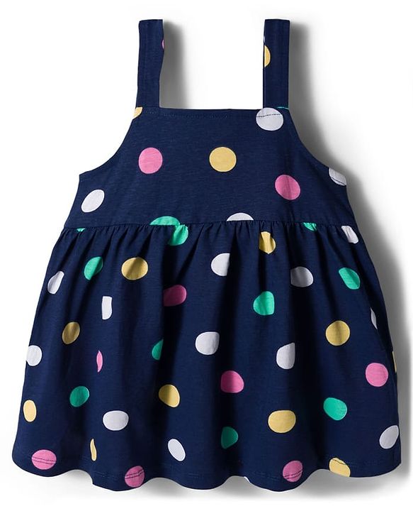Babyhug Cotton Knit Half Sleeves T-Shirt with Bobby Print Frock  - Pink & Navy