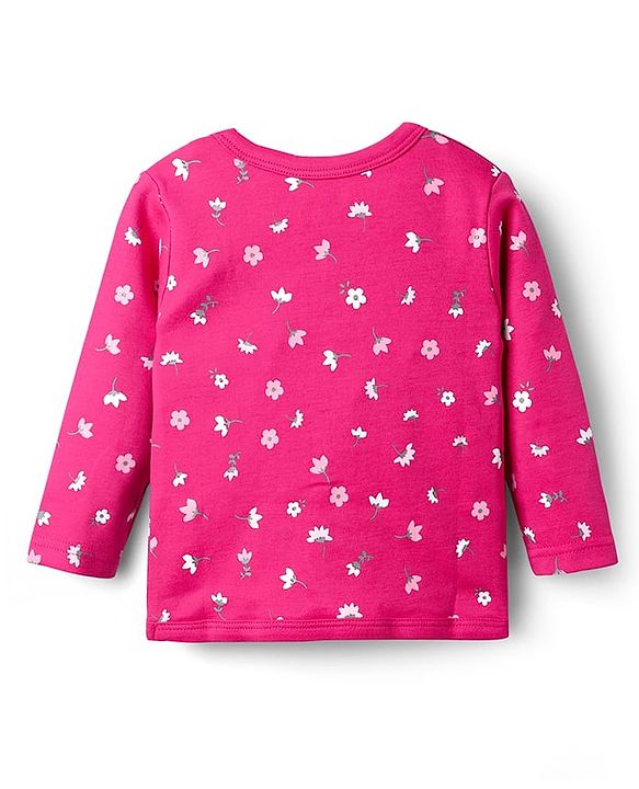 Babyhug 100% Cotton Interlock Knit Full Sleeves Front Open Jhablas With Floral & Polka Dots Print Pack Of 3 - Pink & Dark Pink