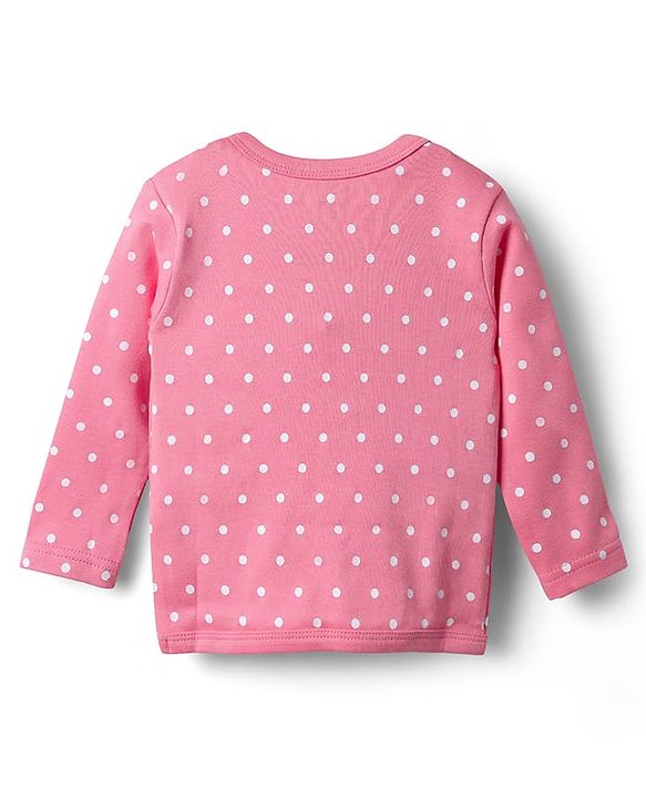 Babyhug 100% Cotton Interlock Knit Full Sleeves Front Open Jhablas With Floral & Polka Dots Print Pack Of 3 - Pink & Dark Pink