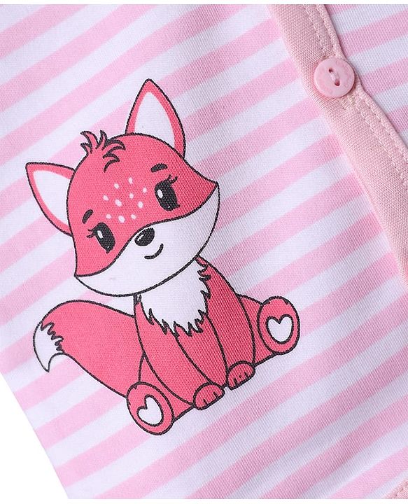Babyhug 100% Cotton Interlock Knit Full Sleeves Front Open Jhablas With Floral & Polka Dots Print Pack Of 3 - Pink & Dark Pink
