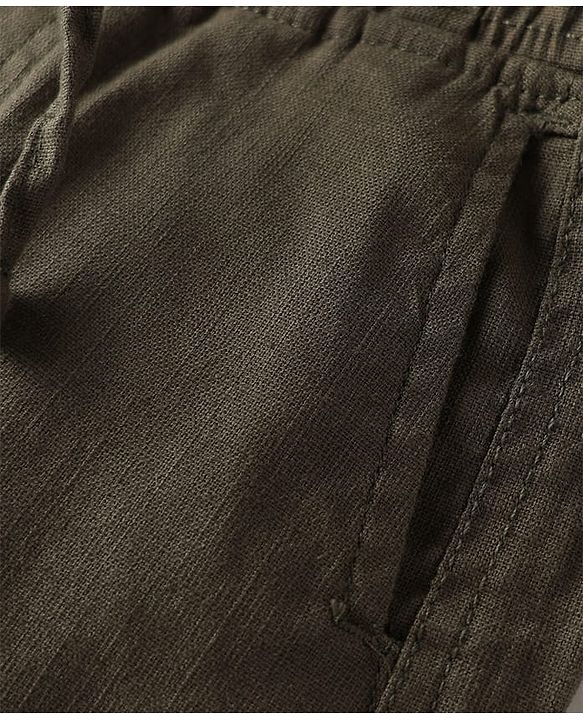 Pine Kids Cotton Elastane Woven Full length Trouser With Cargo Pockets - Olive Green