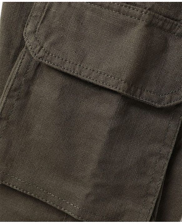 Pine Kids Cotton Elastane Woven Full length Trouser With Cargo Pockets - Olive Green
