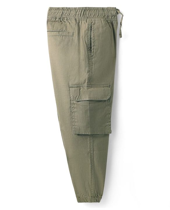 Pine Kids Cotton Elastane Woven Full Length Solid Coloured Trouser With Cargo Pockets - Khaki