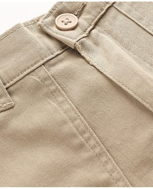 Pine Kids Cotton Elastane Woven Full Length Solid Coloured Trouser With Cargo Pockets - Khaki