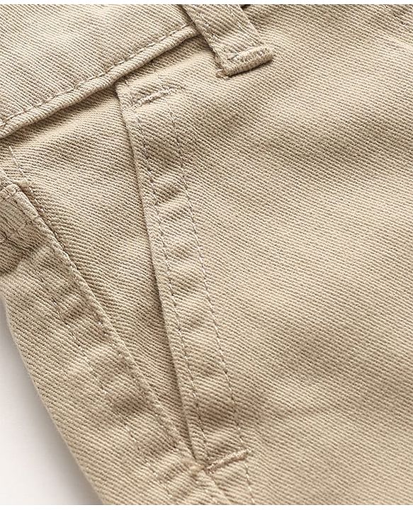 Pine Kids Cotton Elastane Woven Full Length Solid Coloured Trouser With Cargo Pockets - Khaki