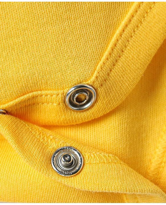 Babyhug 100% Cotton Knit Half Sleeves Striped & Dino Printed Onesies Pack of 3 - Yellow & White