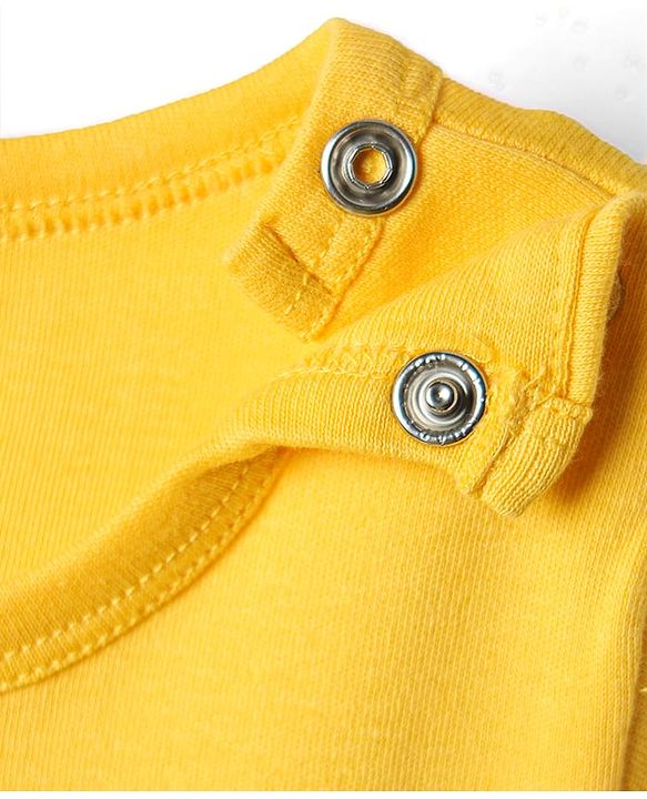 Babyhug 100% Cotton Knit Half Sleeves Striped & Dino Printed Onesies Pack of 3 - Yellow & White