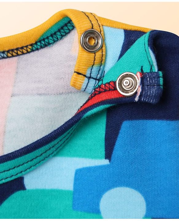 Babyhug 100% Cotton Knit Half Sleeves Striped Rompers with Vehicle Print Pack of 2 - Multicolor