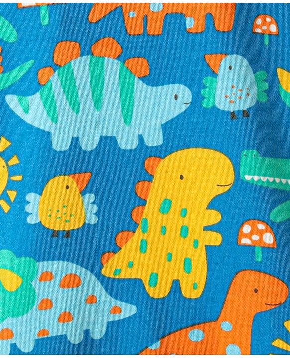 Babyhug 100% Cotton Knit Half Sleeves Striped & Dino Printed Rompers Pack of 2 - Multicolor