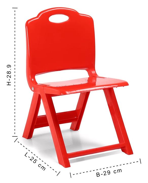 Babyhug Kids Portable Non-Slip Folding Chair| Light Weight & Portable| Ideal for Indoor & Outdoor| Home & Classroom Use| Comfortable Back Rest - Red