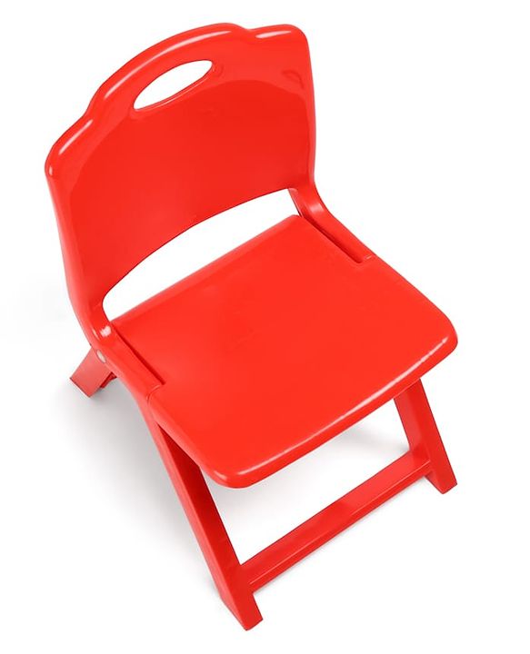 Babyhug Kids Portable Non-Slip Folding Chair| Light Weight & Portable| Ideal for Indoor & Outdoor| Home & Classroom Use| Comfortable Back Rest - Red