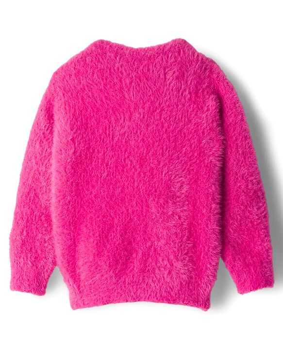 Babyhug Knit Full Sleeves Extra Soft Hairy Yarn Pullover Sweater with Bunny Embroidery - Pink