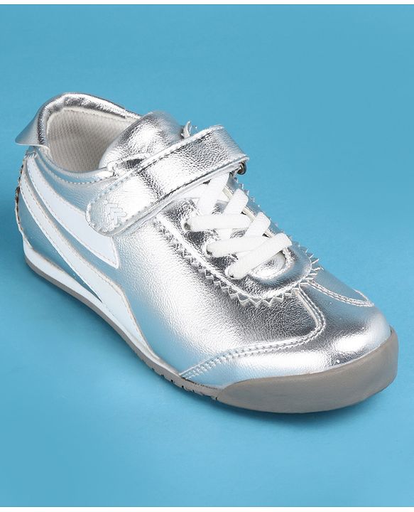 Pine Kids Velcro Closure Casual Shoes with Stripes - Silver